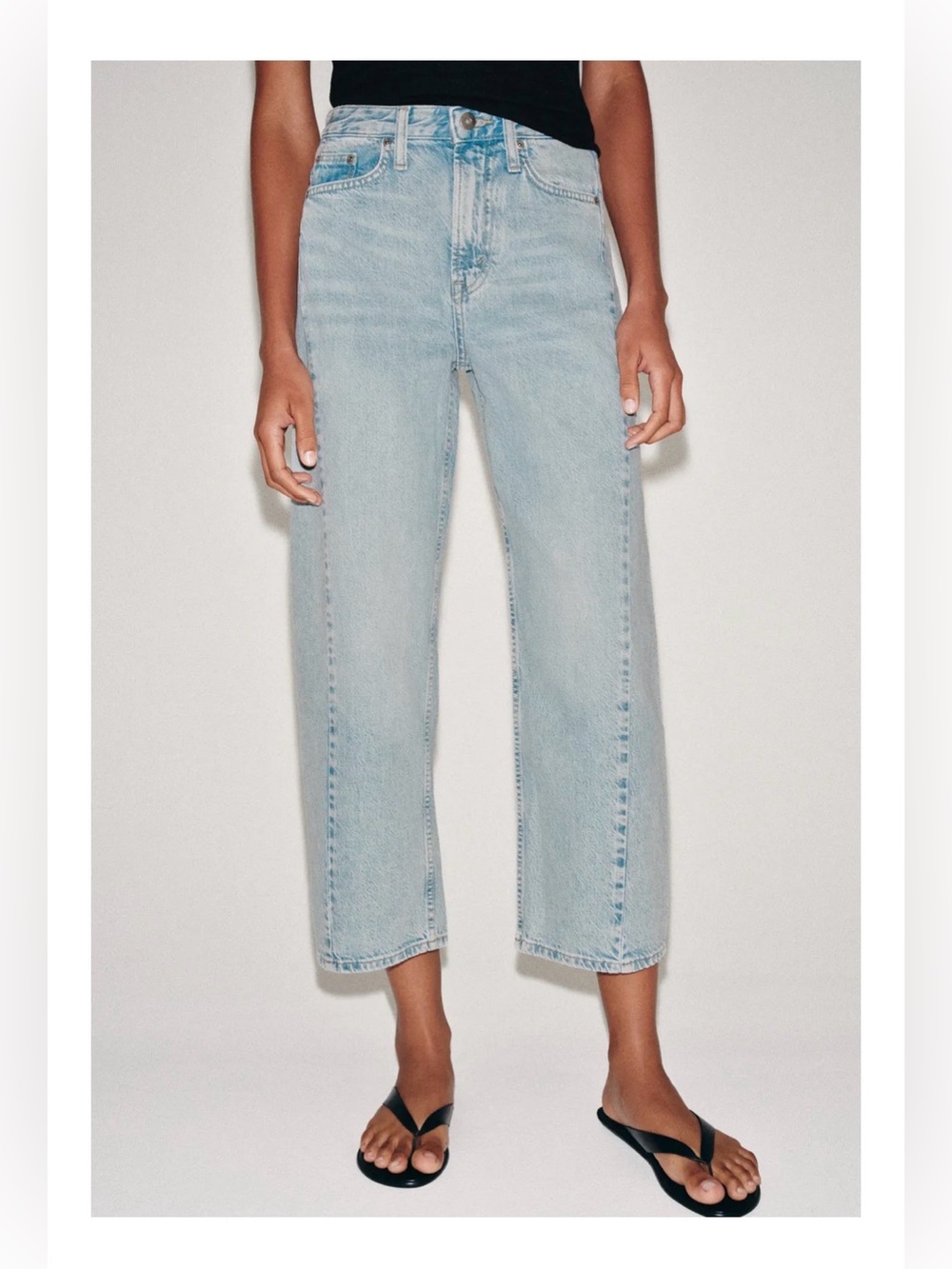 Zara Light Blue Cropped Straight Jeans